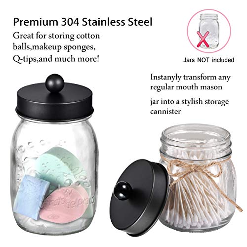Komashr Mason Jar Bathroom Accessories Set(4pcs)- Jars Not Included - Foaming Soap Dispenser,Toothbrush Holder, and Apothecary Storage Jars Lids -Rustic Farmhouse Decor,Black - Image 5