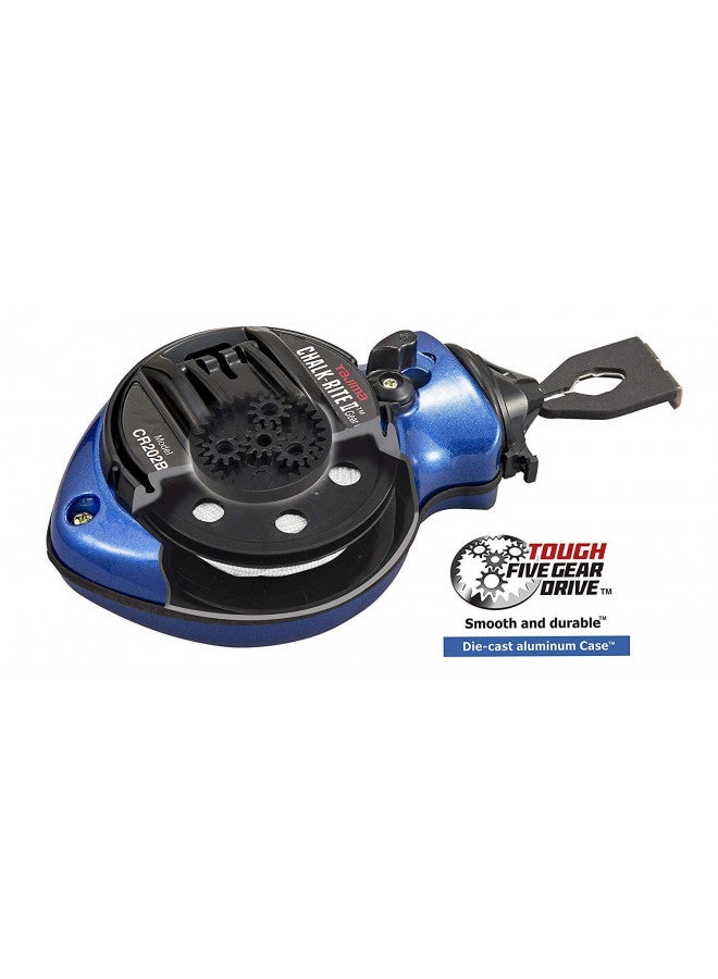 TAJIMA Chalk Line - Chalk-Rite II Chalk Box with Ultra Thin 0.5mm Snap Line & Five Gear Quick Retrieval - CR202B-P - Image 1