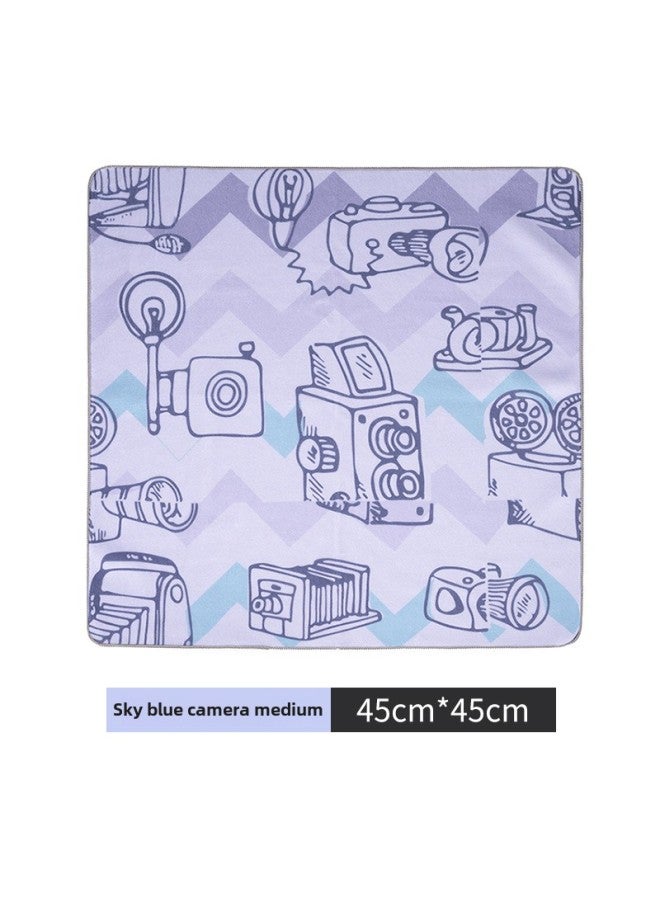 Camera Wrapping Cloth Hundred Patch Cloth Folding Cloth Self-adhesive Cloth Micro Single SLR Storage Cloth Magic Cloth Lens Protective Bag-Color:Sky Blue Camera-Size:450*450  - Image 1