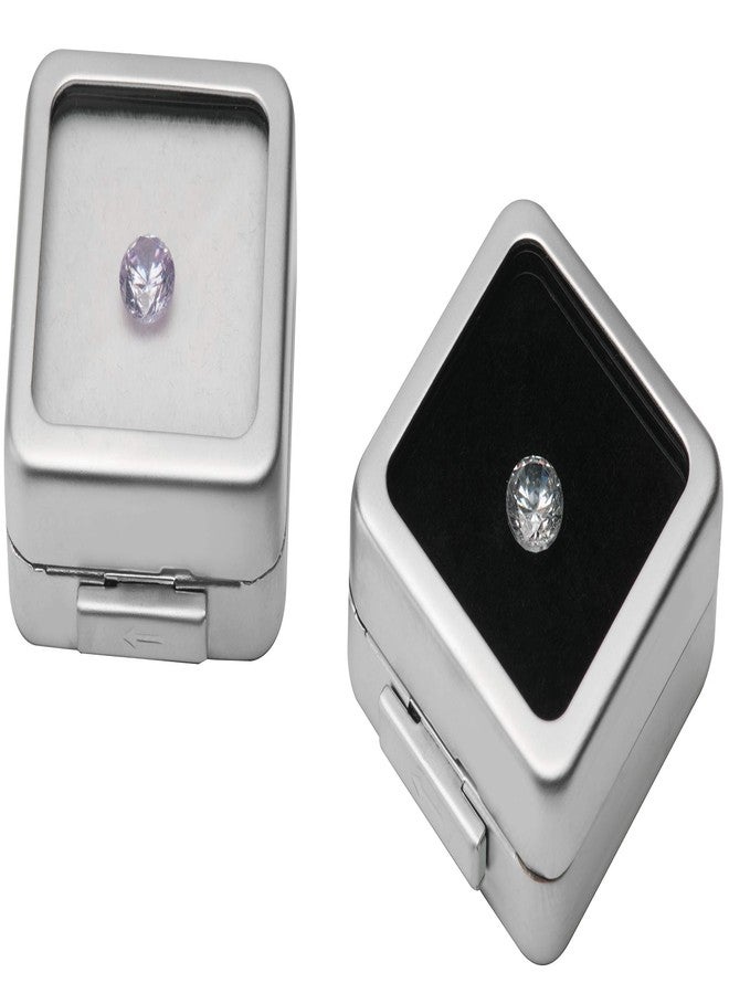 Giftop Glass Top Loose Diamond or Gemstone Display Box Case Holder Show Container Metal (Silver Small) - Image 2