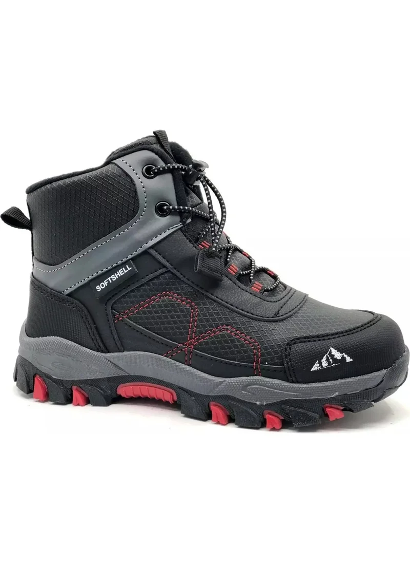 Cool Alfa Black-Red Rubber Sole Non-Slip Boys Outdoor Boots