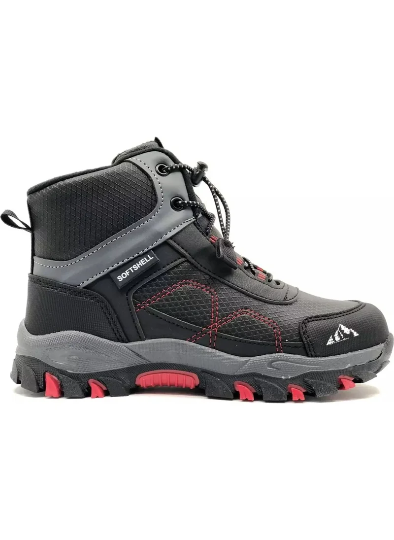 Cool Alfa Black-Red Rubber Sole Non-Slip Boys Outdoor Boots