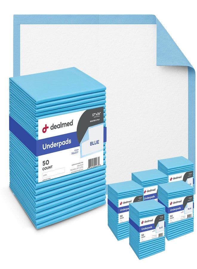 Dealmed Standard Absorbency Underpads (300 Pads) Disposable 2-Ply Tissue Fill, 24" x 17", Light Moisture Protective Liners for Small Pets, Cleanups, and Protection, 50 Ct. (6 Pack) - Image 1