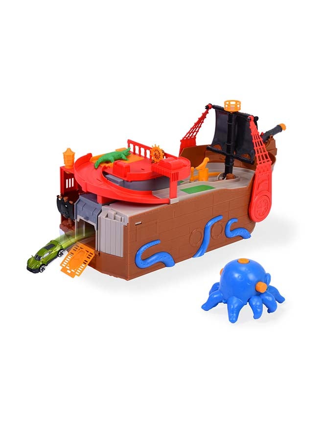 Dickie Pirate Boat Toy Playset, 41.5 cm Floating Pirate Ship with Car Racing Track, Octopus Special Effects, Light & Sound, Accessories Included, Bathtub Toy, Kids Age 3+ - Image 4