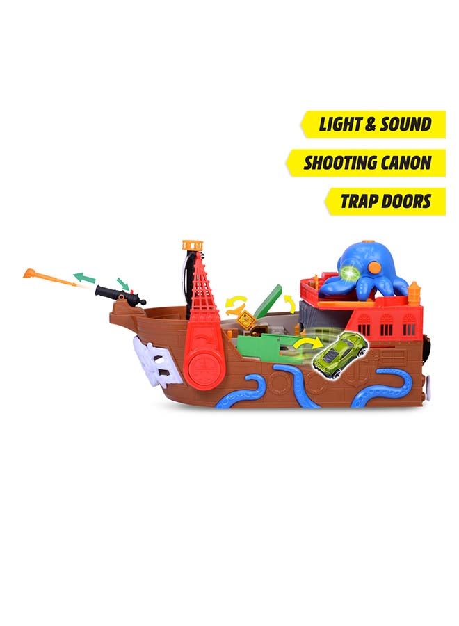 Dickie Pirate Boat Toy Playset, 41.5 cm Floating Pirate Ship with Car Racing Track, Octopus Special Effects, Light & Sound, Accessories Included, Bathtub Toy, Kids Age 3+ - Image 3