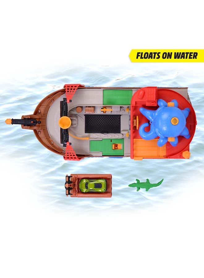Dickie Pirate Boat Toy Playset, 41.5 cm Floating Pirate Ship with Car Racing Track, Octopus Special Effects, Light & Sound, Accessories Included, Bathtub Toy, Kids Age 3+ - Image 2