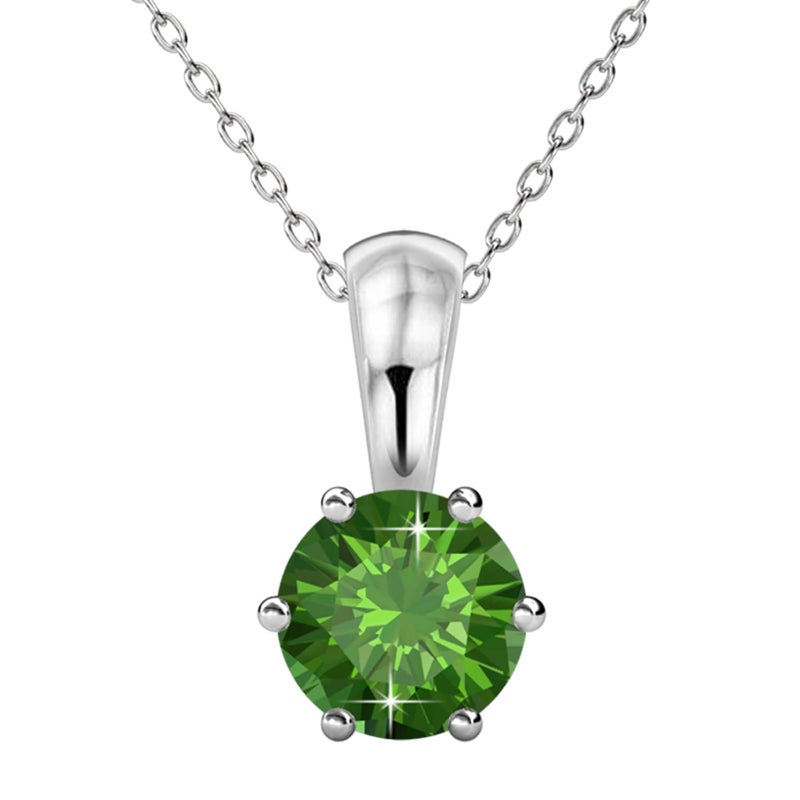 Cate & Chloe 18k White Gold August Birthstone Pendant Necklace with Solitaire 1ct Simulated Diamond Crystals, Peridot Birthstone Necklace for Women, Gift for Her - Image 1