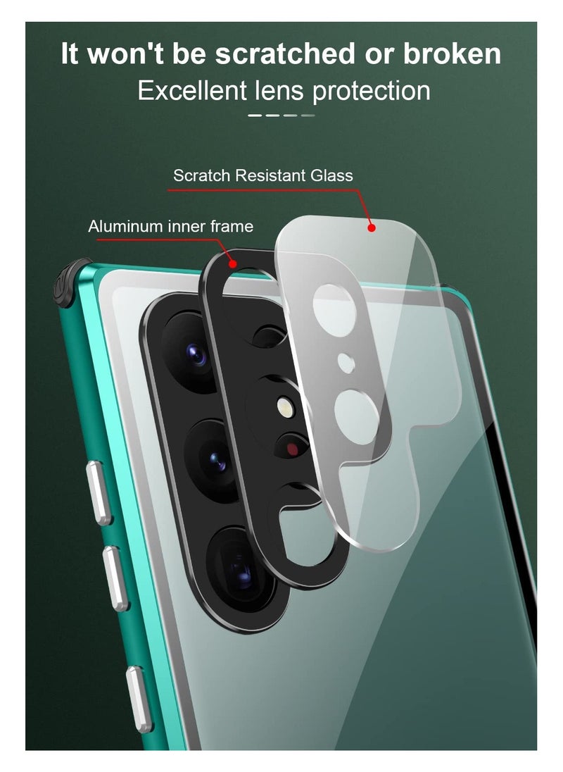 Aookay - Privacy Case for Samsung Galaxy S24 Ultra, Magnetic Thin Metal Frame Double Sided Tempered Glass with Camera Cover Shockproof Anti Drop Protection - Image 1