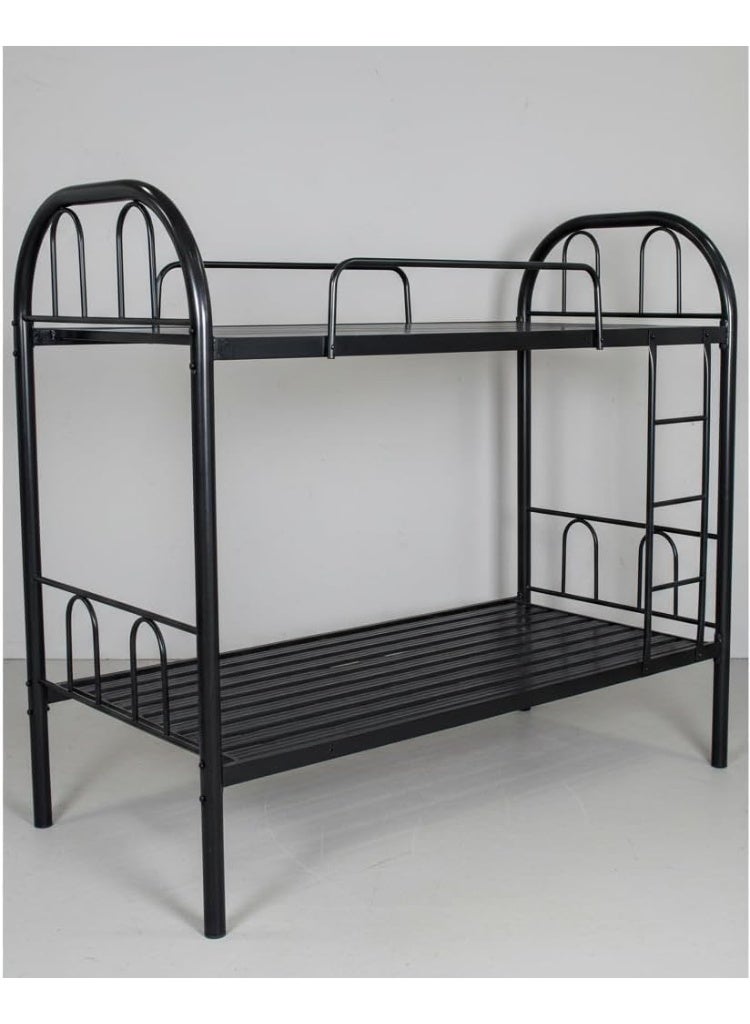 Pioneer Heavy Duty Metal Bunk Bed Twin Over Twin with 2 Mattresses – Steel Frame with Guardrails & Ladder – Black - Image 2