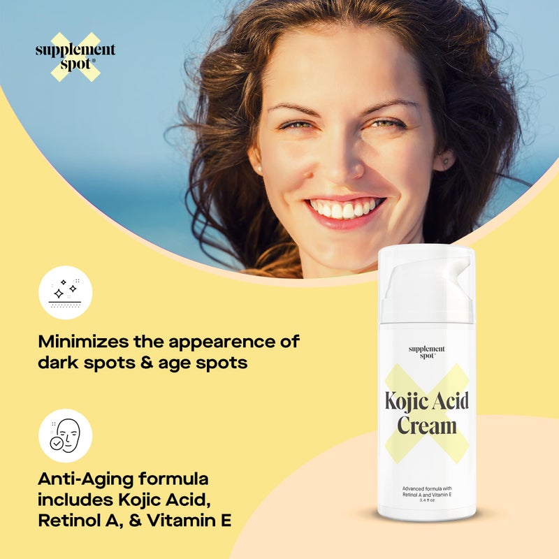 Supplement Spot Kojic Acid Cream for Dark Spots, Retinol A & Vitamin E Dark Spot Treatment for Women - Anti-Aging & Even Skin Tone â€“ Natural Kojic Acid Face Cream for Women, 3.4 Oz - Image 5