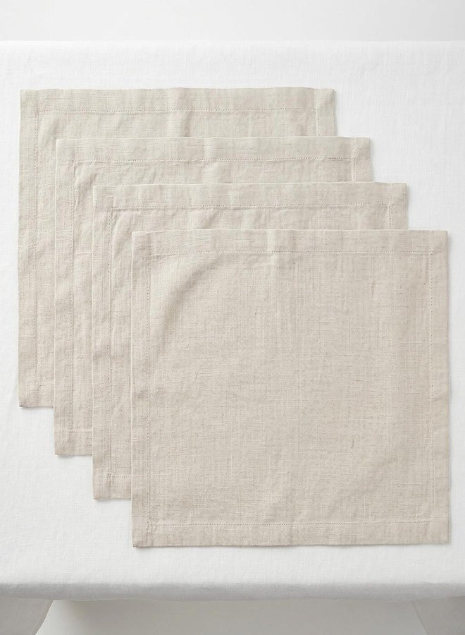 Solino Home Linen Light Natural Placemats Set of 4-100% Pure Linen Placemats 14 x 19 Inch for Spring, Summer - Diana Medium Weight