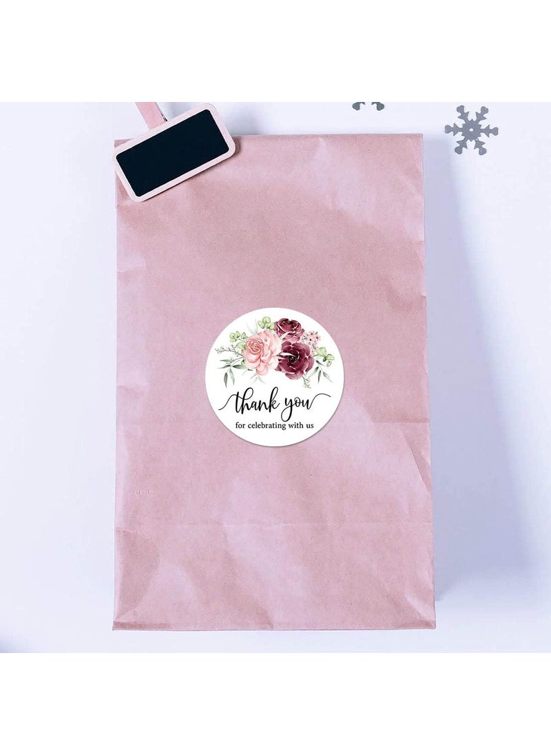 MAGJUCHE Burgundy Floral Mini Thank Stickers 1 Inch Wedding Bridal Baby Shower Party Favor Labels 120Pack  - Image 3