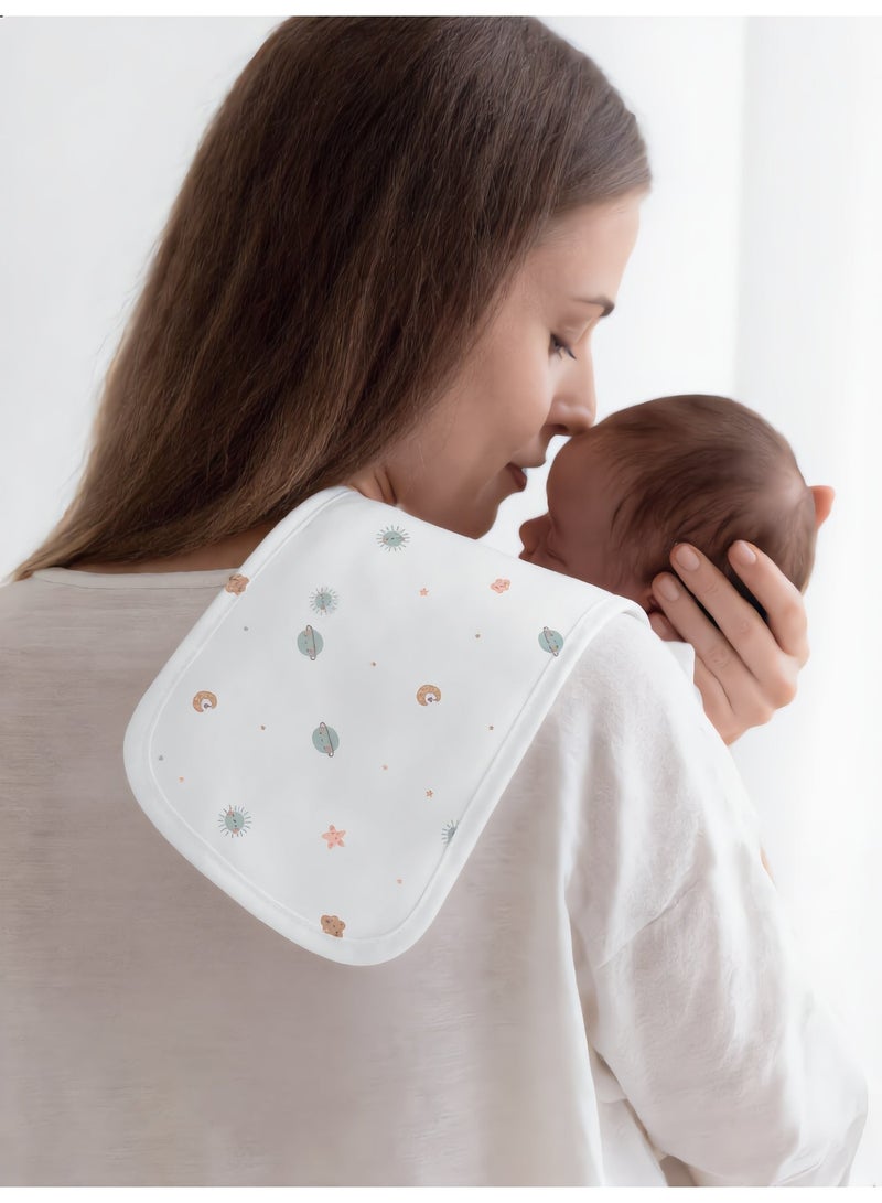 Hummingbird Premium Ultra-Soft Burping Cloths for Baby – Absorbent Breathable Shoulder Cloth for Feeding & Spit-Up, Planet Design - Image 2