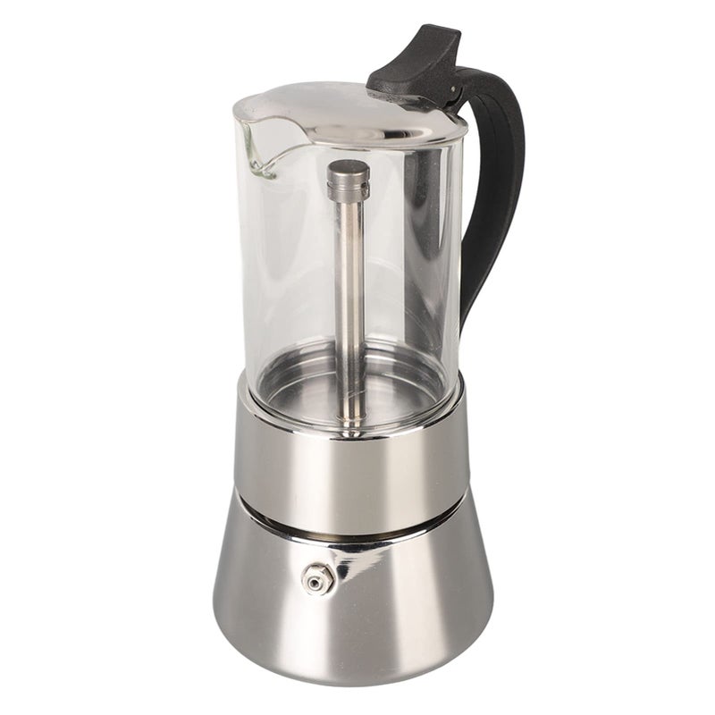 Sorandy Pot Crystal Glass Top 6 Cup Stovetop Espresso Maker Stainless Steel Coffee Maker Classic Italian and Cuban Coffee Percolator Induction Espresso Maker Silver - Image 2