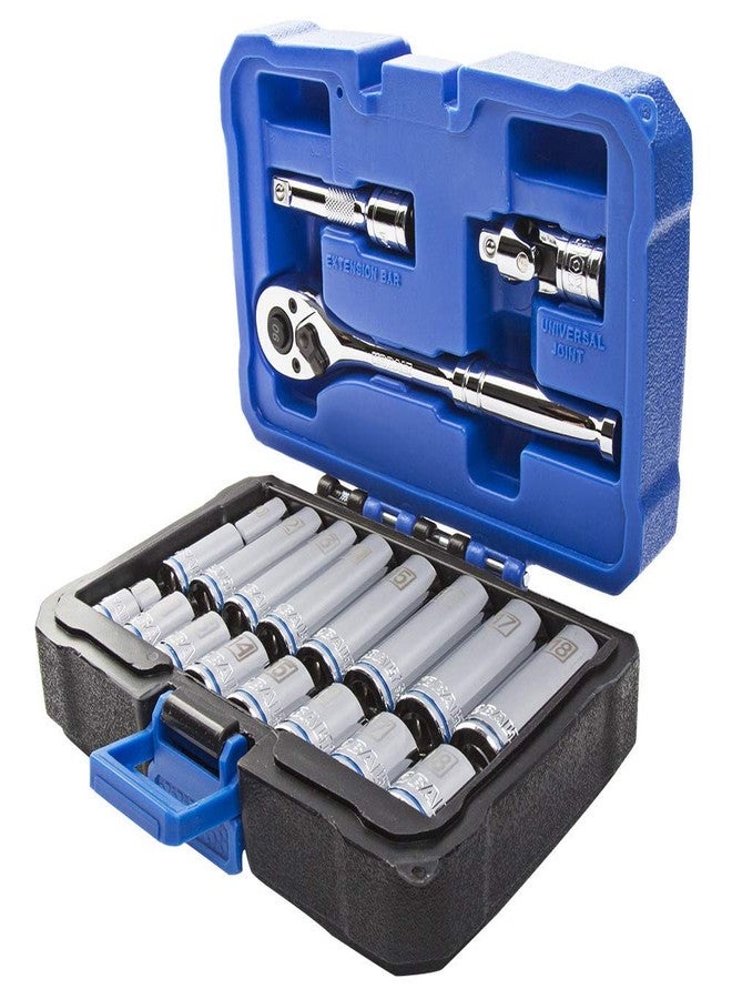 Kobalt 573347 19-Piece 3/8-Inch Drive Mechanic's Tool Set with Hard Case, Metric, Includes Quick Release Ratchet, Extension, and Shallow/Deep Sockets - Image 3