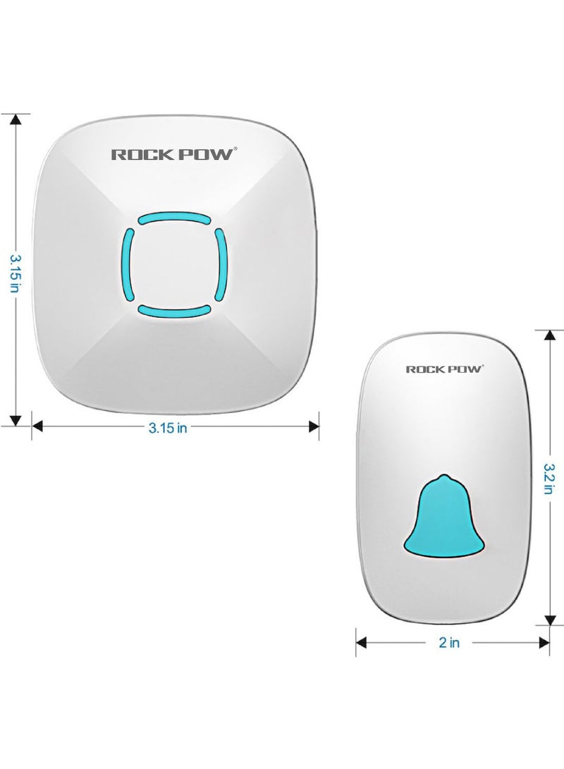 طقم جرس باب لاسلكي مقاوم للماء مع 36 نغمة قابلة للتعديل بحجم 1000 قدم يعمل مع جرس باب فلاش LED للصوت للمنزل (جهاز استقبال واحد × زر ضغط واحد) - Image 3