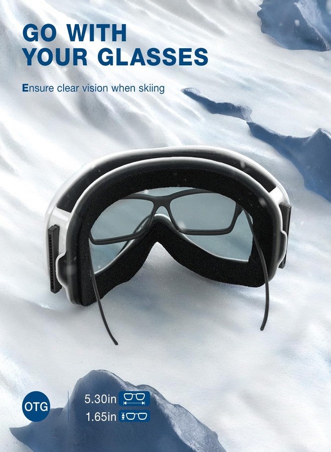 ZIONOR Lagopus Ski Snowboard Goggles UV Protection Anti fog Snow Goggles for Men Women Adult Youth VLT 16% White Frame Purple Lens - Image 3