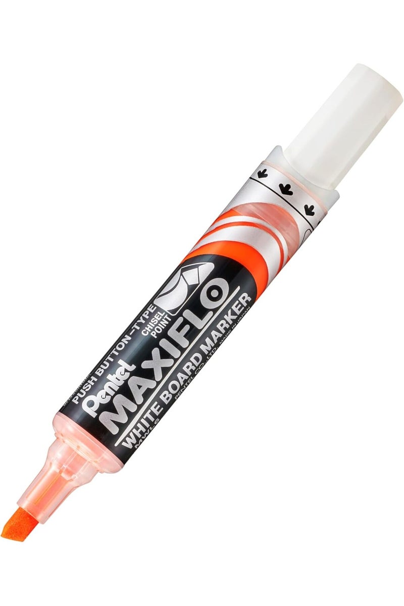 Pentel Maxiflo White Board Marker - Orange, Chisel Tip - Image 1