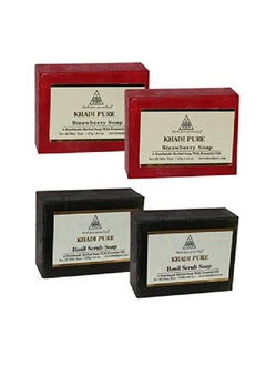 Khadi Pure Basil & Strawberry Soap 125 ml (Pack of 4)  - Image 1