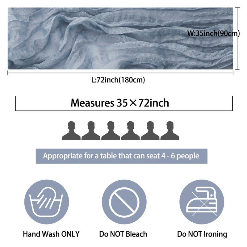 Fivenl 12 Pack Boho Gauze Table Runner 35x72 Inch - Rustic Cheese Cloth Long Table Runner for Wedding, Bridal Shower, Birthday Party Decor (Dusty Blue) - Image 2