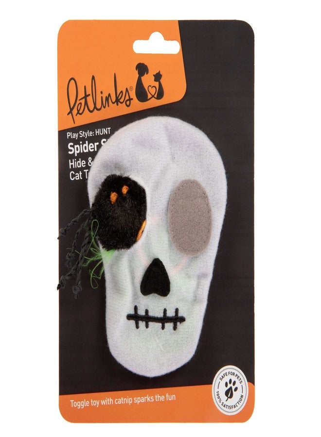 Petlinks Halloween Spider Stash Hide & Seek Plush Cat Toy - Black/White, One Size - Image 2