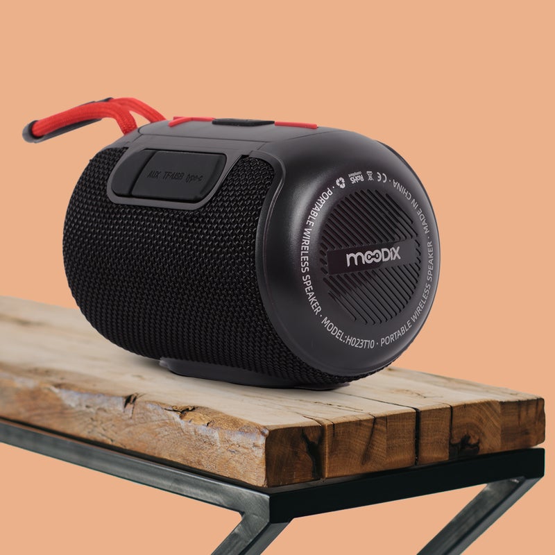 Moodix IPX6 Portable Wireless Water Resistant Bluetooth Speaker, Black - Image 2