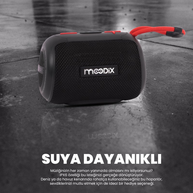 Moodix IPX6 Portable Wireless Water Resistant Bluetooth Speaker, Black - Image 4