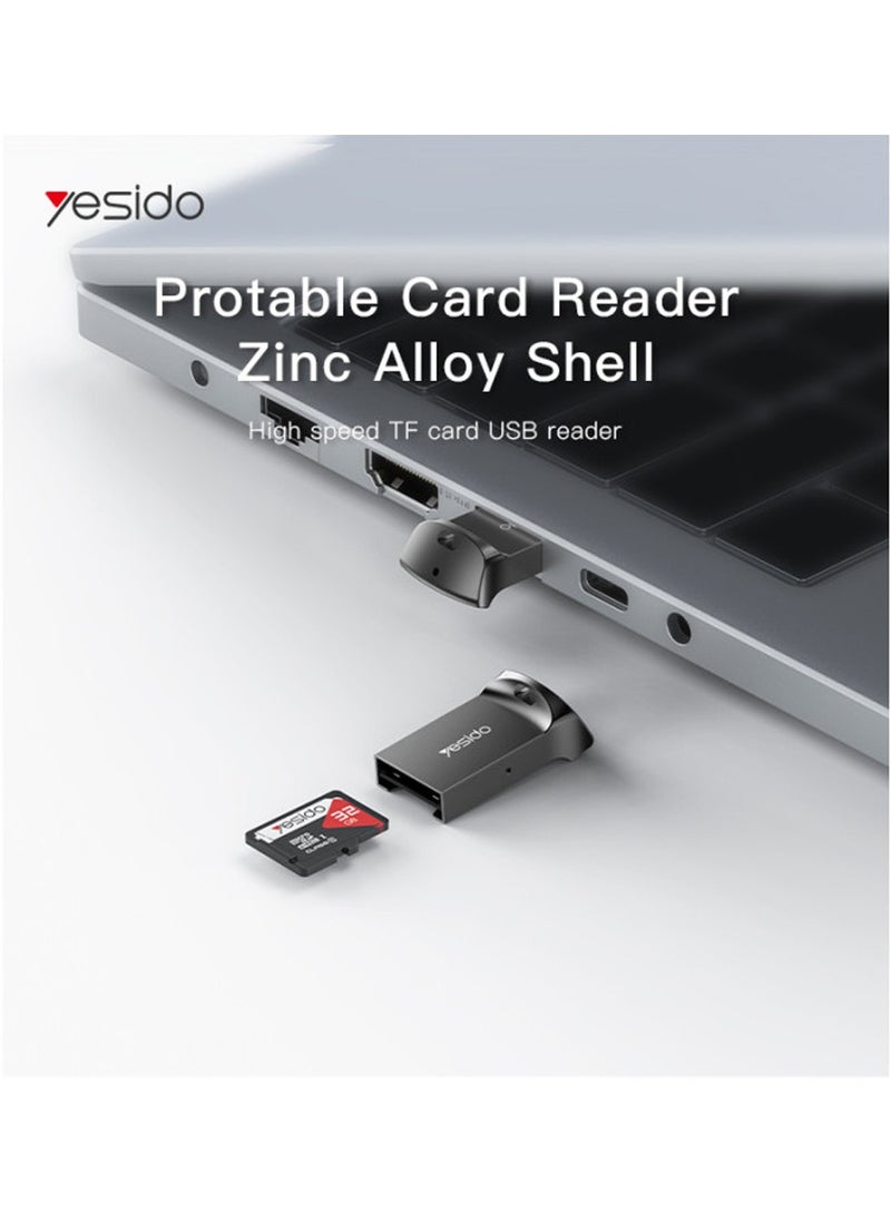 Yesido - Yesido GS20 Portable Mini Card Reader USB 2.0 High Speed TF Memory Adapter - Black - Image 1