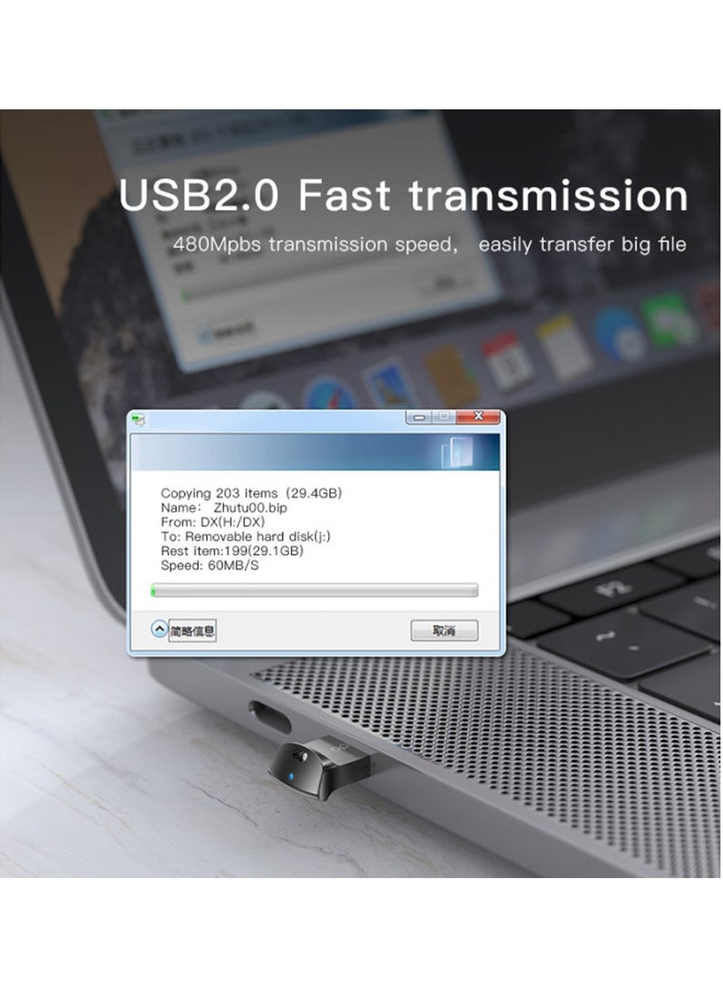 Yesido - Yesido GS20 Portable Mini Card Reader USB 2.0 High Speed TF Memory Adapter - Black - Image 1