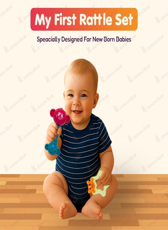 Innovitoy 7 Pcs Premium Baby Rattle & Teether Set | Non-Toxic, Safe Toy Gift Pack for Newborn & Infants 0-12 Months | Soft Sound with Fun Colors - Image 3