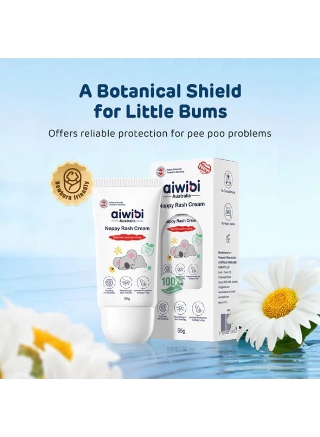 aiwibi Nappy Rash Cream 55g, Baby Diaper Rash Protection Cream With Calamine, Botanical Extracts, Fragrance Free - Image 2