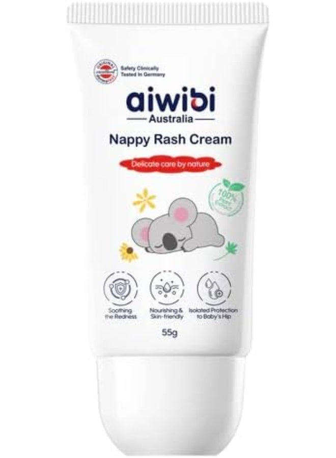 aiwibi Nappy Rash Cream 55g, Baby Diaper Rash Protection Cream With Calamine, Botanical Extracts, Fragrance Free - Image 1