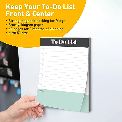 Sweetzer & Orange To Do List Notepad Magnetic Notepad Planners - Easy to Read Daily Todo Check Lists, Grocery Checklist, Daily Schedule Note Pad and More! Daily Task Planning Pad and List Maker - Image 2