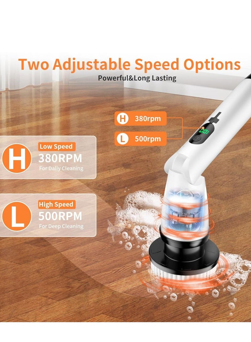 Electric Spin Scrubber with 7 Replaceable Brush Heads 3 Adjustable Angle Waterproof LED Display Cordless Cleaning Brush Supplies Bathroom Cleaner Set Long Handle Power Scrubber for Shower Floor Tub - Image 3