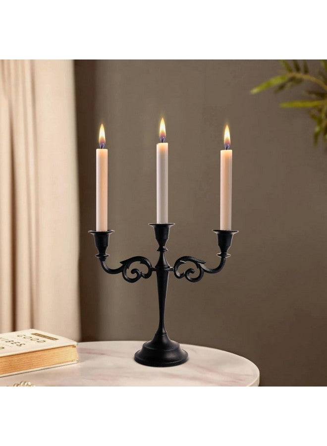 Rely+ 3 Arm Black Candelabra 11 Inch Tall Candlesticks Holders for Table Candle Holders for Home Christmas Decor Wedding Parties Dining Table Centerpiece - Image 2