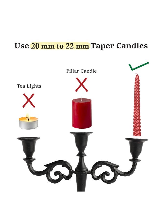 Rely+ 3 Arm Black Candelabra 11 Inch Tall Candlesticks Holders for Table Candle Holders for Home Christmas Decor Wedding Parties Dining Table Centerpiece - Image 5