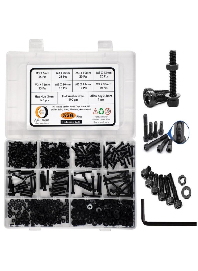 Epi-Torque; The Epic Torque #Doityourself EpiTorque The Epic Torque Doityourself High Tensile Allen Bolts Dia M3 Assorted Lengths 6MM30MM Pack of 576 Pcs with Plastic Box Assortment  - Image 1