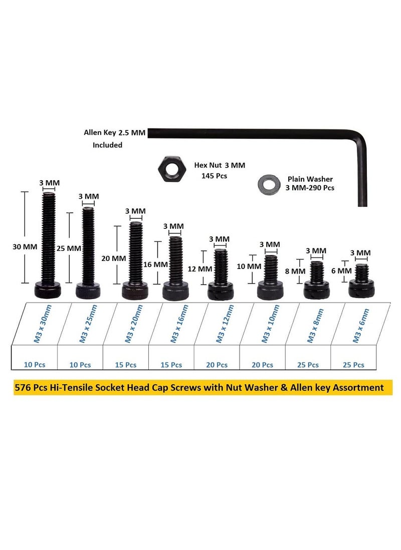 Epi-Torque; The Epic Torque #Doityourself EpiTorque The Epic Torque Doityourself High Tensile Allen Bolts Dia M3 Assorted Lengths 6MM30MM Pack of 576 Pcs with Plastic Box Assortment  - Image 3