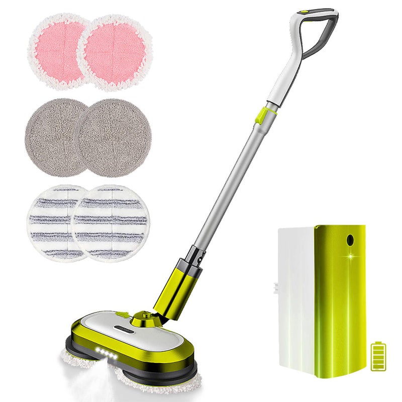 VMAI Cordless Electric Mop Electric Spin Mop with LED Headlight and Water Spray Up to 60 mins Powerful Floor Cleaner with 300ml Water Tank Detachable Battery Super Quiet Cleaning Waxing