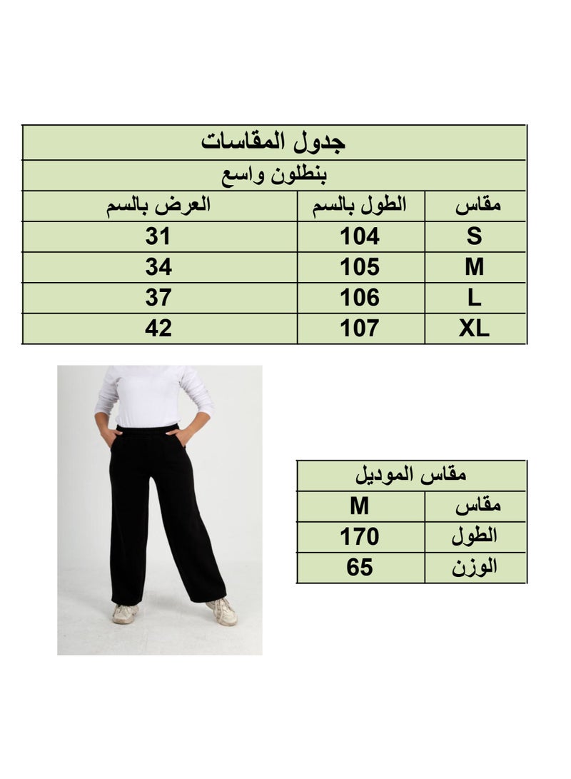 Women's black wide-leg cotton pants - Image 3
