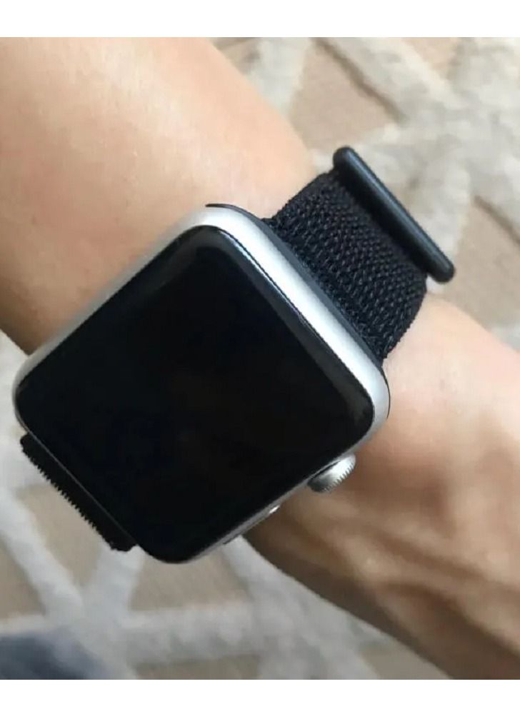 CATANES Apple Watch 42mm 44mm 45mm Nylon Sport Loop Band Compatible with iWatch Series 7/SE/6/5/4/3/2/1 Black - Image 5