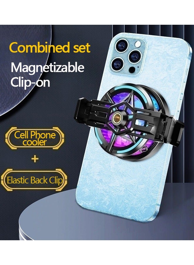 Warme Magnetic Phone Cooling Fan with RGB Lighting Back Clip Dual Purpose Mobile Phone Cooling Fan TEC Rapid Cooling Phone Cooler Low Noise for Gaming Mobile Phone Radiator Mobile Cooler Semiconductor - Image 2