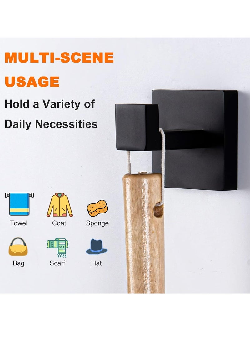 Loquat 4 Pack Bath Towel Hook, Black Robe Hooks Wall Mounted Heavy Duty Hook for Bathroom Kitchen - Image 2