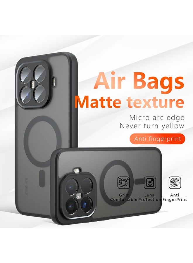 القضية المغناطيسية لـ Xiaomi 15T Pro 5G, غطاء هاتف رقيق واقي للظهر الشفاف المجمد, مكافحة بصمات الأصابع, حماية ضد السقوط, حالة مقاومة للصدمات لـ Xiaomi 15T Pro 5G (أسود) - Image 1