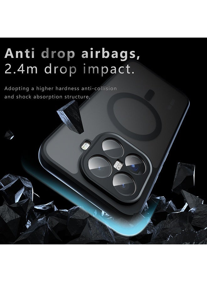 القضية المغناطيسية لـ Xiaomi 15T Pro 5G, غطاء هاتف رقيق واقي للظهر الشفاف المجمد, مكافحة بصمات الأصابع, حماية ضد السقوط, حالة مقاومة للصدمات لـ Xiaomi 15T Pro 5G (أسود) - Image 2