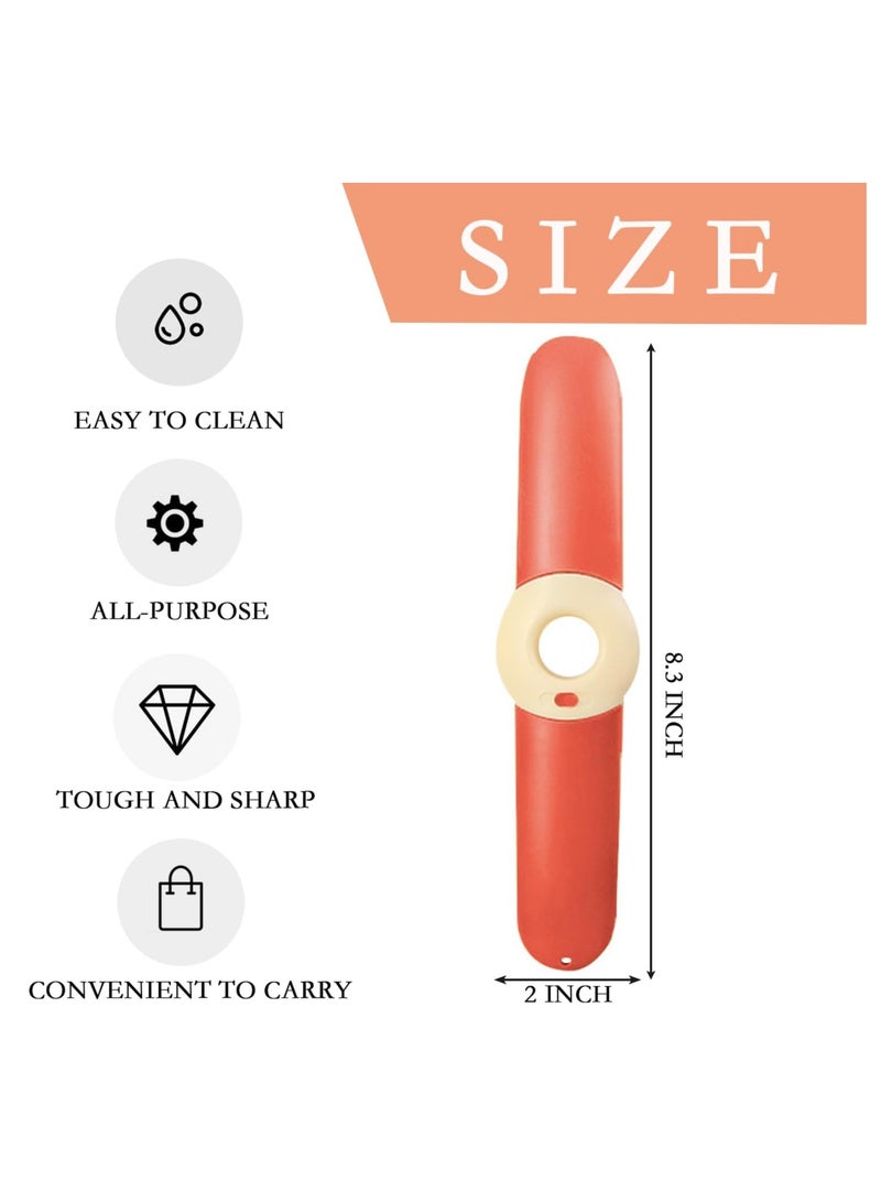 5 in 1 Kitchen Peeler, Portable Multifunctional Travel Stainless Steel Fruit Knife with Lid, Bottle Opener Orange Peeler Fruit Vegetable Peeler for Kitchen, Outdoor Travel, Camping (Red) - Image 2