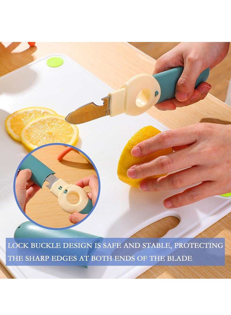 5 in 1 Kitchen Peeler, Portable Multifunctional Travel Stainless Steel Fruit Knife with Lid, Bottle Opener Orange Peeler Fruit Vegetable Peeler for Kitchen, Outdoor Travel, Camping (Red) - Image 3