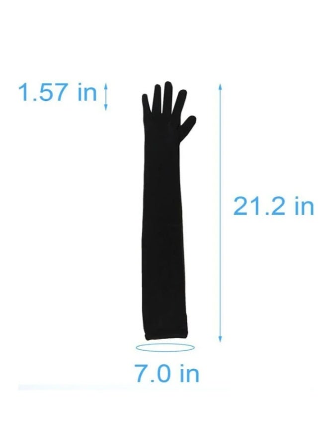 daydayup 2 PCS Womens Gloves Thin Lace Black Hollow Transparent Long Gloves Soft Breathable Solid Net Yarn Elasticity - Image 3