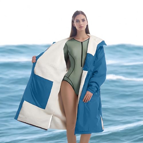 HI SUYI Thermal Surf Poncho Changing Robe Unisex Swim Parka Oversize Long Fleece Waterproof Heat Swimming Jacket Wetsuit Towel Hooded - Image 5