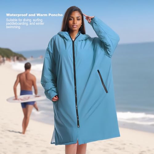 HI SUYI Thermal Surf Poncho Changing Robe Unisex Swim Parka Oversize Long Fleece Waterproof Heat Swimming Jacket Wetsuit Towel Hooded - Image 2